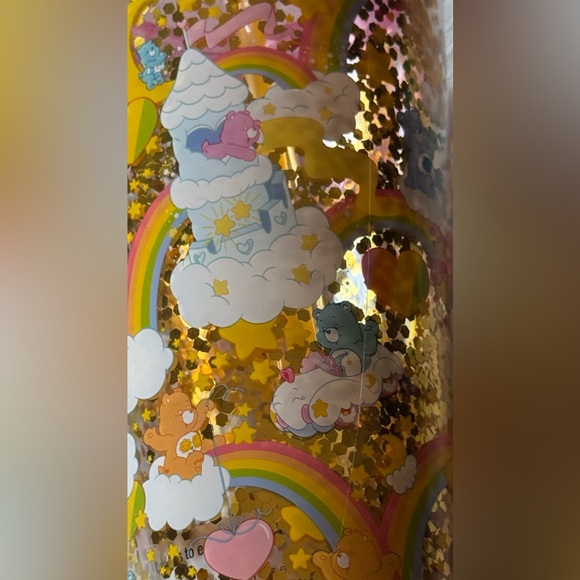 CARE BEARS Gold Pink Glitter 32 Oz Travel Tumbler Cup NEW NWT! - Picture 4 of 5
